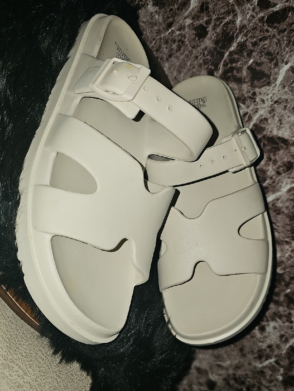 wild fable White Buckle Slide Sandals